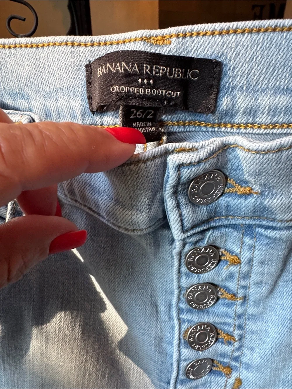Banana Republic Light Wash High-Rise Button-Fly Cropped Jeans
